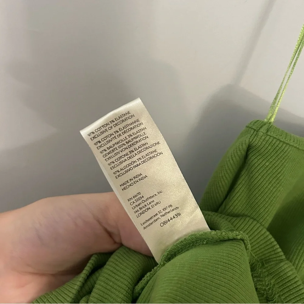 Anthropologie Maeve Green Ribbed One Shoulder Tie Top - Picture 4 of 6